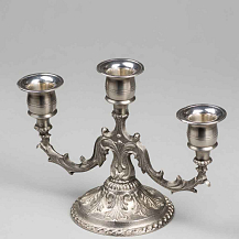 Candelabro Trabalhado 3 vela em estanho -Fosco - CSAEstanho