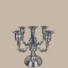 Candelabro Trabalhado 5 Velas em Estanho - Polido - CSAEstanho