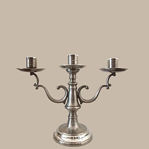 Candelabro de Estanho 3 Velas - Fosco - CSAEstanho